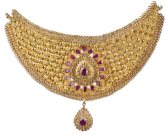 Ruby polki gold necklace design