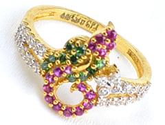 SING FR 5023-10 ( Singapore Fancy Gold Ring with Stone )
