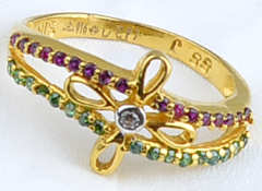 SING FR 1865-11 (Singapore Gold Ring With Stones)