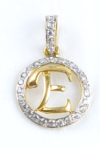 SING P 8727-06 ( Singapore design gold pendant with stone )