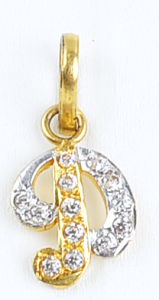 SING P 5060-08 (  Singapore design gold pendant with stone )